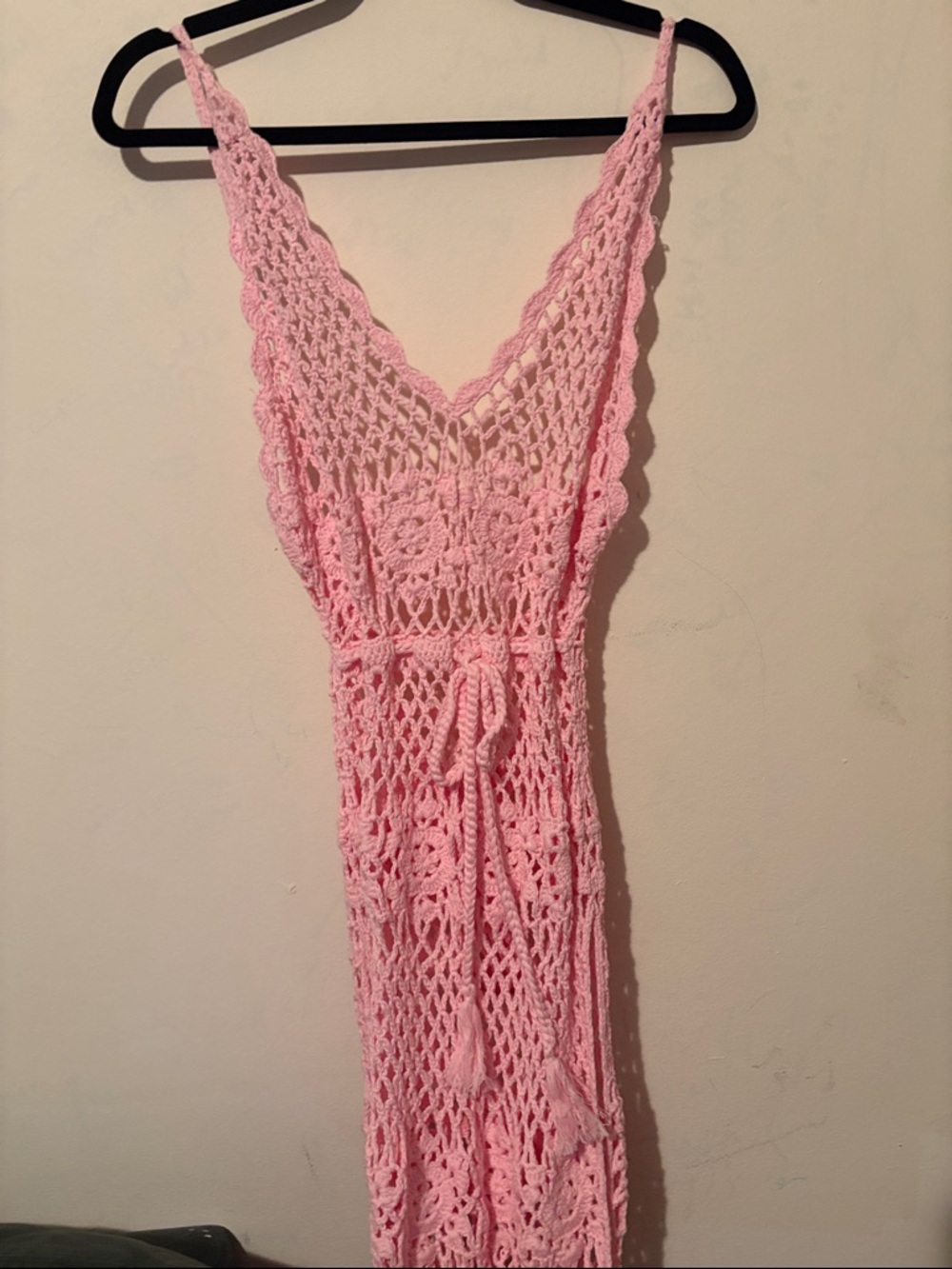 Dolls Kill Pink Crochet Maxi Dress